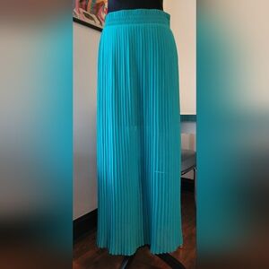 Worthington Kelly Green Pleated Sheer Maxi Skirt sz PS S